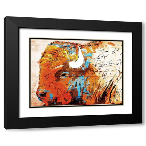 Rich Bison Black Modern Wood Framed Art Print with Double Matting by OnRei