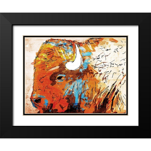 Rich Bison Black Modern Wood Framed Art Print with Double Matting by OnRei