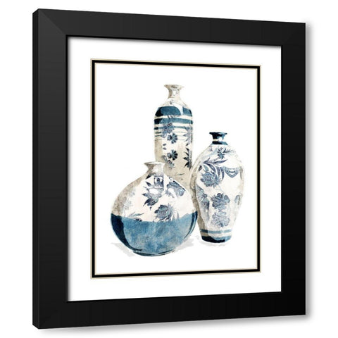 White China Vases Black Modern Wood Framed Art Print with Double Matting by OnRei