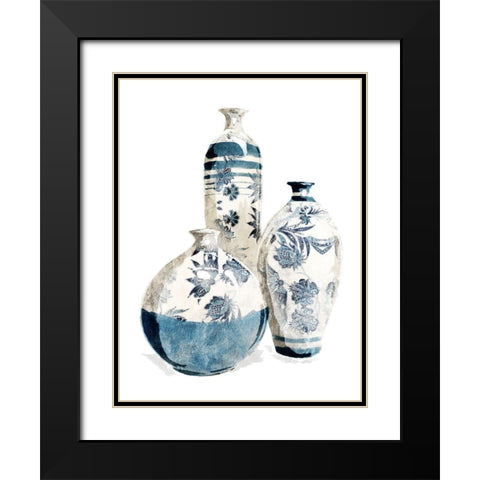 White China Vases Black Modern Wood Framed Art Print with Double Matting by OnRei