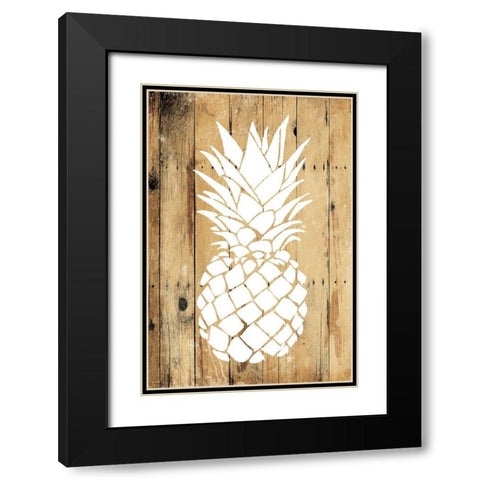 Wood Pineapple Black Modern Wood Framed Art Print with Double Matting by OnRei