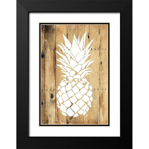 Wood Pineapple Black Modern Wood Framed Art Print with Double Matting by OnRei