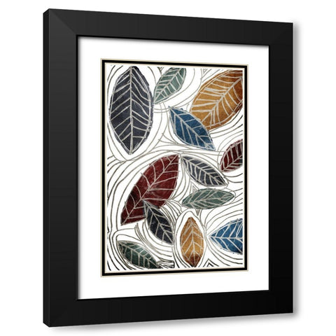 Fall Color Leaves Black Modern Wood Framed Art Print with Double Matting by OnRei