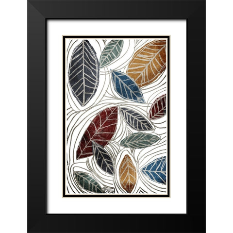 Fall Color Leaves Black Modern Wood Framed Art Print with Double Matting by OnRei