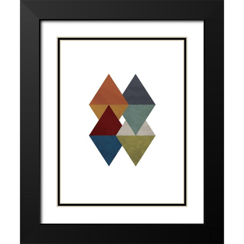 Triangle Overlay Fall Black Modern Wood Framed Art Print with Double Matting by OnRei