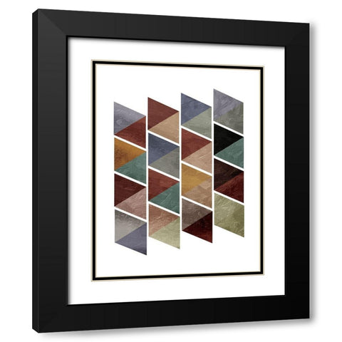 Fall Triangles Black Modern Wood Framed Art Print with Double Matting by OnRei