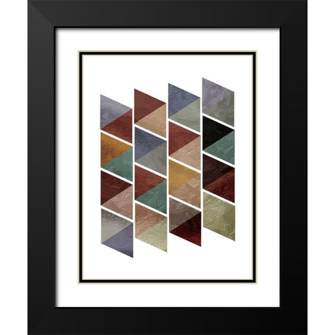 Fall Triangles Black Modern Wood Framed Art Print with Double Matting by OnRei