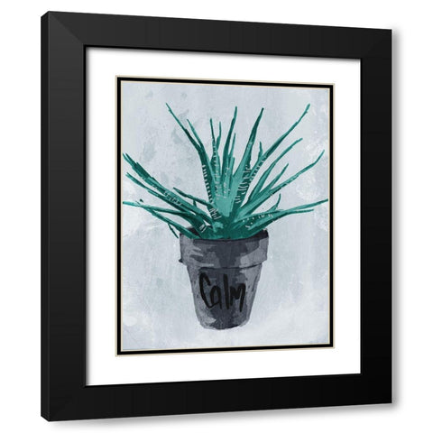 Calm Plant Black Modern Wood Framed Art Print with Double Matting by OnRei