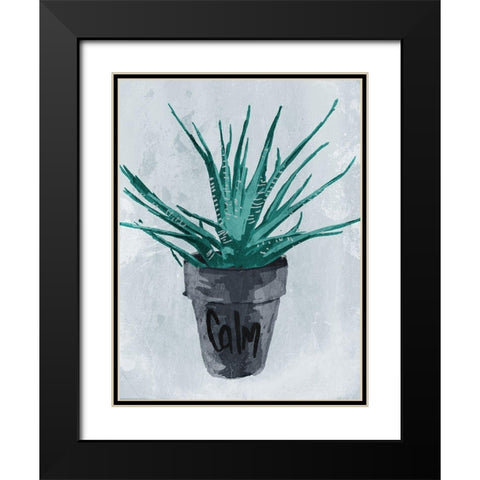 Calm Plant Black Modern Wood Framed Art Print with Double Matting by OnRei