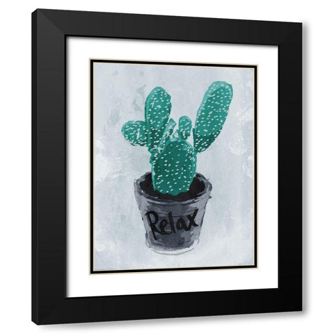 Relax Plant Black Modern Wood Framed Art Print with Double Matting by OnRei