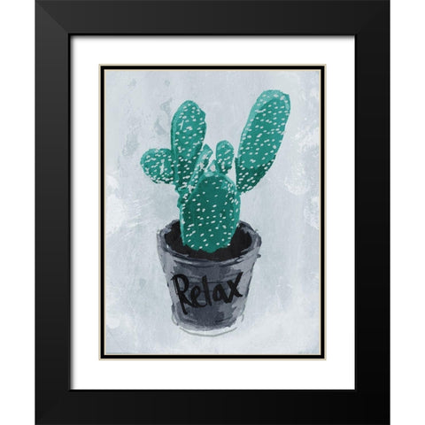 Relax Plant Black Modern Wood Framed Art Print with Double Matting by OnRei