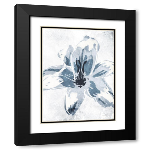 Sketched Cool Flower Black Modern Wood Framed Art Print with Double Matting by OnRei