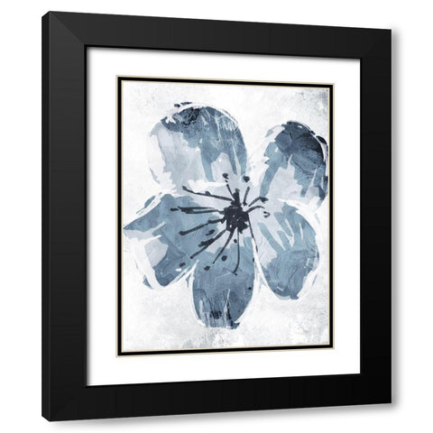 Sketched Cool Flower Mate Black Modern Wood Framed Art Print with Double Matting by OnRei