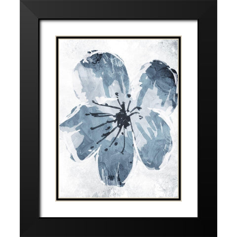 Sketched Cool Flower Mate Black Modern Wood Framed Art Print with Double Matting by OnRei