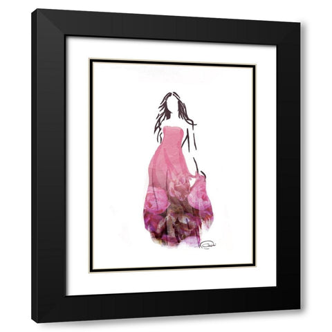 Flower Dress Black Modern Wood Framed Art Print with Double Matting by OnRei