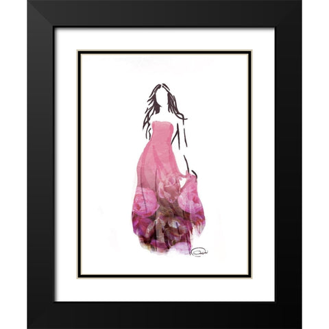 Flower Dress Black Modern Wood Framed Art Print with Double Matting by OnRei