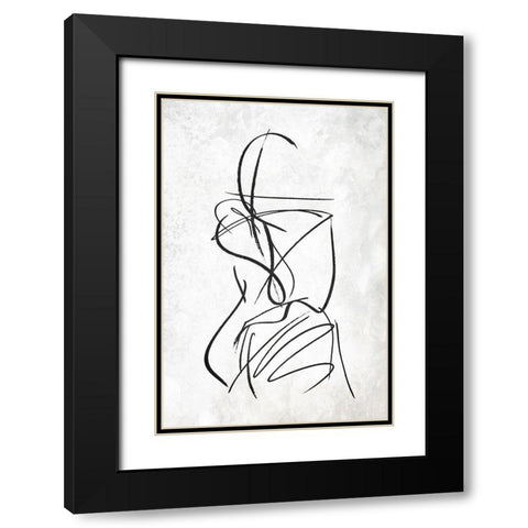 Inner Lines Black Modern Wood Framed Art Print with Double Matting by OnRei