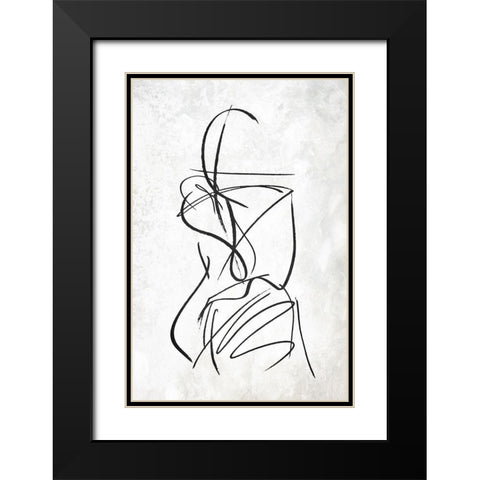 Inner Lines Black Modern Wood Framed Art Print with Double Matting by OnRei