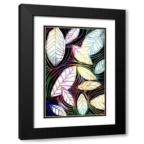 Bright Niara Leaves Black Modern Wood Framed Art Print with Double Matting by OnRei