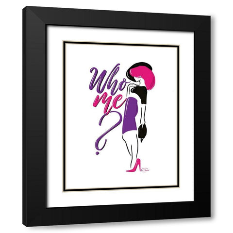 Sassy Who Me Black Modern Wood Framed Art Print with Double Matting by OnRei