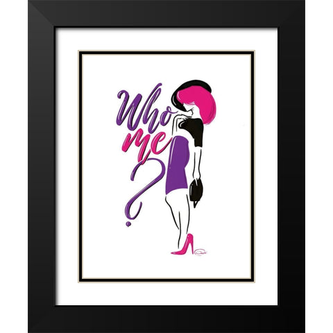 Sassy Who Me Black Modern Wood Framed Art Print with Double Matting by OnRei