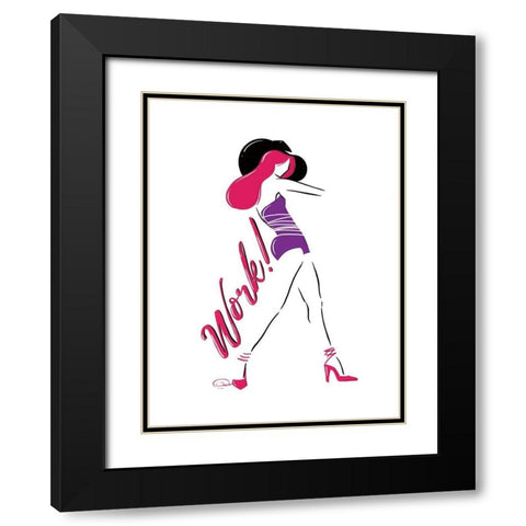 Sassy Work Black Modern Wood Framed Art Print with Double Matting by OnRei