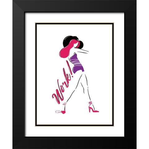 Sassy Work Black Modern Wood Framed Art Print with Double Matting by OnRei