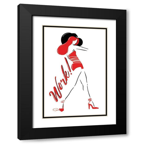 Work Lady In Red Black Modern Wood Framed Art Print with Double Matting by OnRei