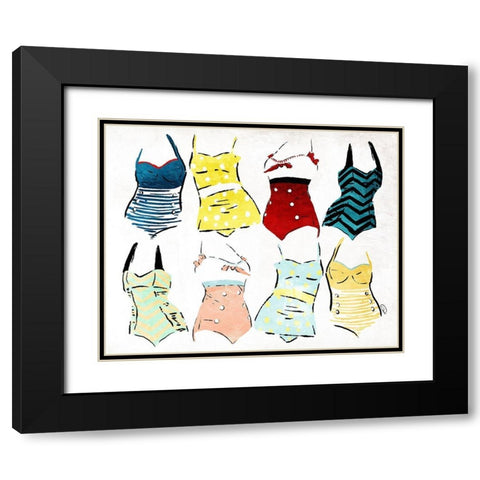 Swimsuit Group Black Modern Wood Framed Art Print with Double Matting by OnRei