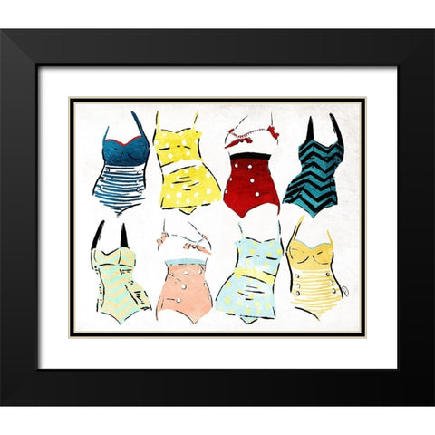 Swimsuit Group Black Modern Wood Framed Art Print with Double Matting by OnRei