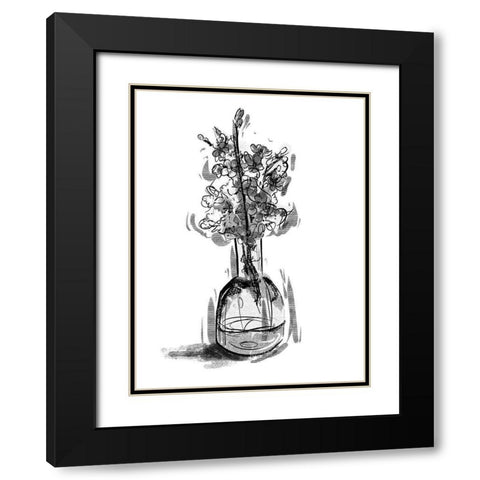 Inked In A Vase Black Modern Wood Framed Art Print with Double Matting by OnRei