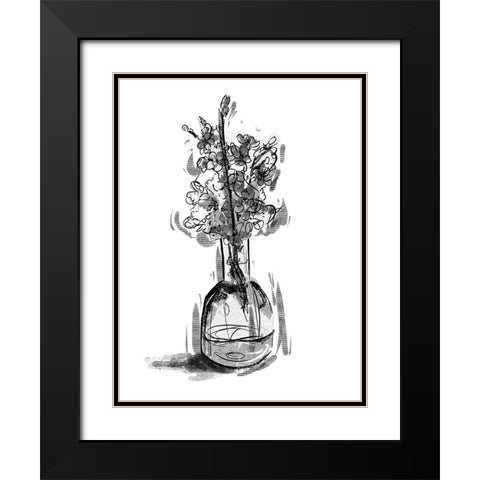 Inked In A Vase Black Modern Wood Framed Art Print with Double Matting by OnRei