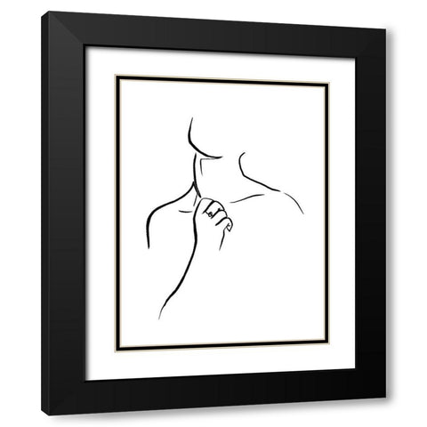 Scribble Neck Black Modern Wood Framed Art Print with Double Matting by OnRei