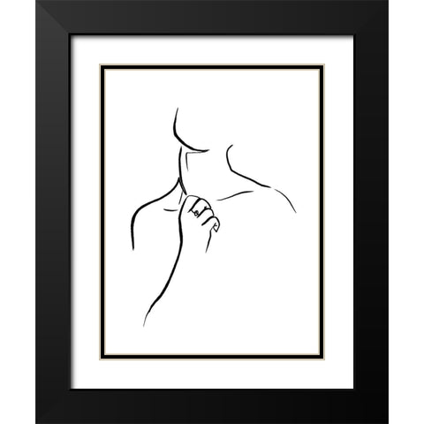 Scribble Neck Black Modern Wood Framed Art Print with Double Matting by OnRei