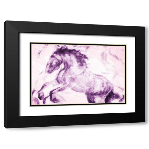 Horse Paint Black Modern Wood Framed Art Print with Double Matting by OnRei