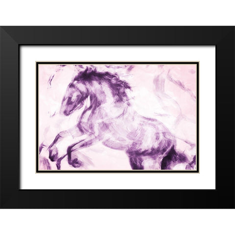 Horse Paint Black Modern Wood Framed Art Print with Double Matting by OnRei