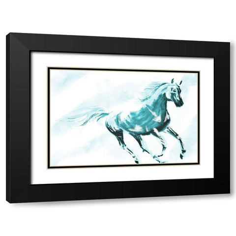 Running Horse Paint Black Modern Wood Framed Art Print with Double Matting by OnRei