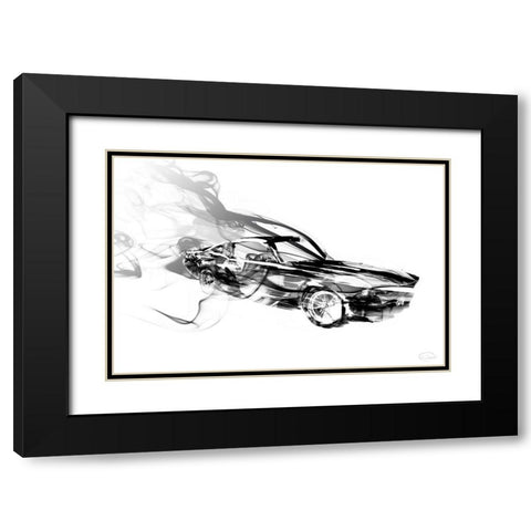 Smokin Car Black Modern Wood Framed Art Print with Double Matting by OnRei