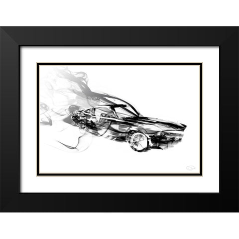 Smokin Car Black Modern Wood Framed Art Print with Double Matting by OnRei