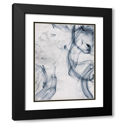 Blue Smoke Black Modern Wood Framed Art Print with Double Matting by OnRei