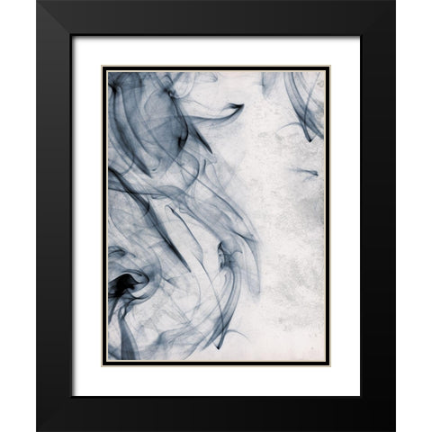 Smoke Blue Black Modern Wood Framed Art Print with Double Matting by OnRei