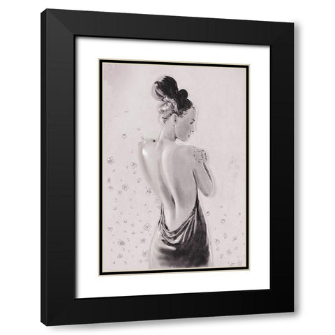 Shes A Flower Black Modern Wood Framed Art Print with Double Matting by OnRei