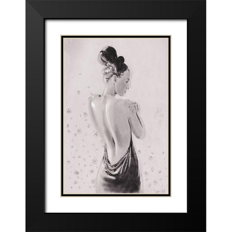 Shes A Flower Black Modern Wood Framed Art Print with Double Matting by OnRei