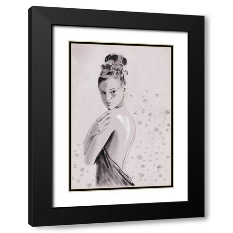 Shes A Flower Too Black Modern Wood Framed Art Print with Double Matting by OnRei