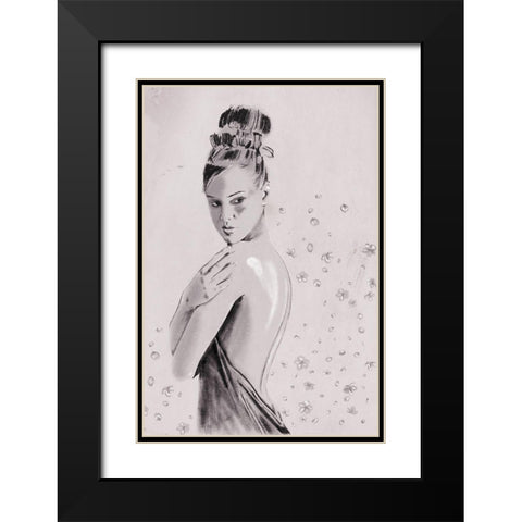 Shes A Flower Too Black Modern Wood Framed Art Print with Double Matting by OnRei