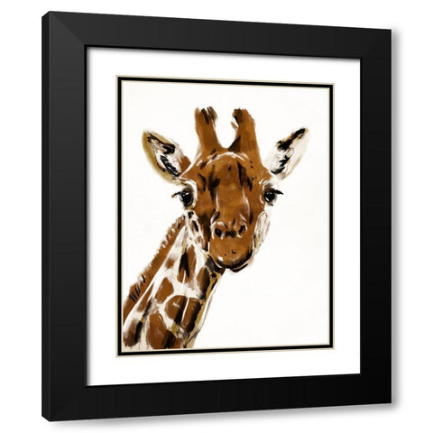 Original Giraffe Black Modern Wood Framed Art Print with Double Matting by OnRei