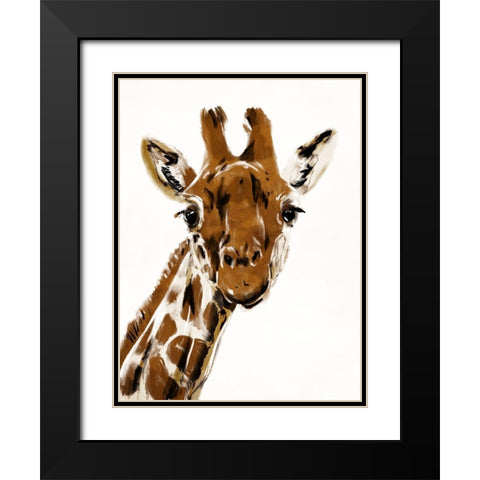 Original Giraffe Black Modern Wood Framed Art Print with Double Matting by OnRei