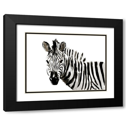 Original Zebra Black Modern Wood Framed Art Print with Double Matting by OnRei