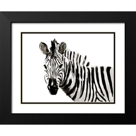 Original Zebra Black Modern Wood Framed Art Print with Double Matting by OnRei