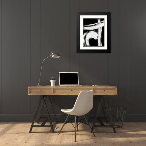 Reversed Strokes 1 Black Modern Wood Framed Art Print with Double Matting by OnRei